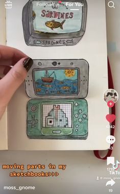 someone is drawing some pictures on their cell phones with watercolors and crayons