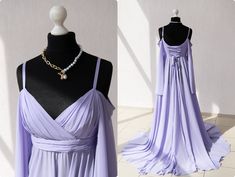 Lavender chiffon dress Chiffon elegant dress Lilac chiffon dress Lavender women dress Lilac women dress Chiffon women dress Photoshoot dress 100% Real photos!! Available in any size and other colors - contact me for additional colors before ordering ⚠️Please note that the colors of the objects on photos may differ from real⚠️ MATERIALS: Matte Chiffon: Luxury wedding.Draped, flexible, and high-quality. Durable and easy to handle. He a thinner and has a matte look. Most used in the wedding dress. Purple Chiffon Evening Dress, Elegant Purple Evening Dress For Summer, Elegant Purple Summer Evening Dress, Purple Chiffon Maxi Dress For Evening, Purple Chiffon Summer Evening Dress, Purple Chiffon Evening Dress For Summer, Purple Chiffon Dress For Summer Evening, Elegant Flowy Lavender Dress, Chic Lavender Chiffon Dress