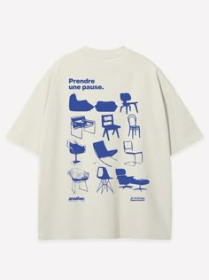 Blue Chairs Oversized T-Shirt – AnotherCottonLab Tshirt Design Pattern, Oversized Tshirt Pattern, Screenprint T Shirt, Graphic Tees Design Prints, Simple Tshirt Design, Minimalist Tshirt Design, Minimalist T Shirt Design, Tshirt Merch, Minimalist T Shirt