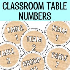 the printable classroom table numbers are shown