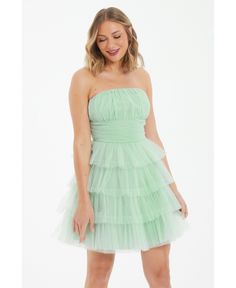 in stock Green Tiered Mini Dress For Party, Elegant Green Tiered Mini Dress, Tiered Green Midi Dress For Party, Green Tiered Evening Dress, Green Tiered Dress For Evening, Bat Mitzvah Dresses, Mitzvah Dresses, Wedding Guest Outfit Ideas, Tulle Mini Dress