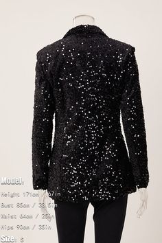 Expertly crafted with a PU Leather lapel and sequin embellishments, our Midnight Dream blazer exudes sophistication and style. The included up leather belt adds a touch of elegance, making this blazer perfect for any special occasion. Elevate your wardrobe with this must-have statement piece. Decoration Sequined Style Elegant Fabric Type Blended fabrics , Sequin , PU Material Polyester , Polyester Neckline Suit Collar Pattern Type Solid , Patchwork Sleeve Length Full Season Spring / Autumn , Winter Fabric Slight Stretch Glamorous Long Sleeve Blazer For Work, Winter Formal Sequined Outerwear, Formal Winter Outerwear With Sequins, Luxury Lapel Collar Blazer For Night Out, Luxury Notch Lapel Blazer For Night Out, Glamorous Fall Blazer With Contrast Sequin, Glamorous Notch Lapel Blazer For Workwear, Fall Party Outerwear With Suit Collar, Formal Long Sleeve Sequin Blazer