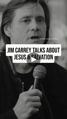 a man speaking into a microphone with the words, i'm carry talks about jesus & salvation