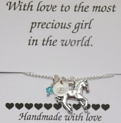 Girls Horse Necklace, Horse Necklace, Horse Charm Necklace, Little Girl Necklace, Child Initial Necklace, Gift for Niece Granddaughter Nickel Free Stainless Steel Jewelry For Birthday Gift, Customizable Jewelry For May Birthstone Gifts, Customizable Jewelry As May Birthstone Gift, Customizable Dainty Charm Bracelet For Gifts, May Birthstone Jewelry For Birthday Gift, Dainty Customizable Charm Bracelet For Gifts, Dainty Customizable Charm Bracelet As Gift, Personalized May Birthstone Jewelry For Birthday, Personalized Sterling Silver Name Bracelet With Charms