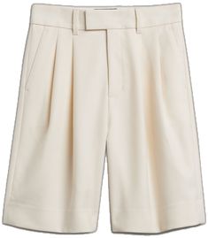 Elegant White Bermuda Bottoms, Elegant Fitted Bermuda Shorts, Elegant High-waisted Bermuda Shorts For Work, Classic White Bermuda Shorts For Work, Classic White High-waisted Bermuda Shorts, Elegant Pants With Built-in Shorts For Work, Chic Bermuda Workwear Pants, Chic Bermuda Pants For Workwear, Elegant Summer Shorts