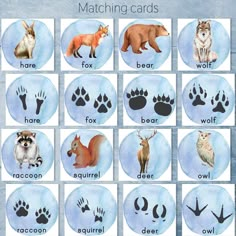 an animal matching game with different animals and their name in each one's hand