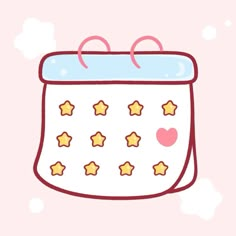 a drawing of a purse with stars on the front and sides, in pink background