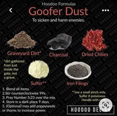 Goofer Dust, Hoodoo Delish, Hoodoo Conjure Rootwork, Hoodoo Rootwork, Hoodoo Magic, Hoodoo Conjure, Chaos Magick, Hoodoo Spells