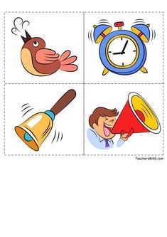 an image of four different pictures with animals and birds on them, including a bird holding a megaphone