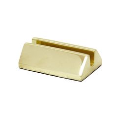 a gold metal business card holder on a white background with clipping for the top