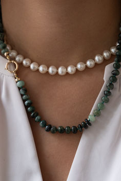 emerald knotted necklace 14k gold