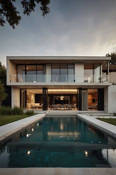 a large pool in front of a modern house