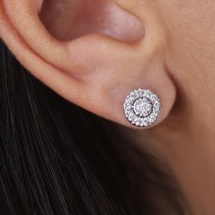 "Diamond Stud Earrings Halo Design Round Shape Micro Pave Setting in 14K Gold, 0.60 CTW Natural Diamond, Dainty Earrings by MIUR ART * Made to Order * Ready to Ship in 7-10 Business Days * Stock Number: 80151 * Gold Kt: 14K (Please message me if you want 18K) * Custom Gold Color: Rose Gold, Yellow Gold, White Gold ITEM DETAILD * Certificate Yes * Setting TypeMicro Pave * Approx. Band Width: From 1.60mm to 7.00mm * One pair of 14k rose gold earrings, Natural Diamonds Description: * Cut and Shape Exquisite Halo Design Cubic Zirconia Earrings, Exquisite Cubic Zirconia Halo Earrings, Elegant 14k Gold Diamond Halo Earrings, Diamond Halo Earrings For Anniversary, Dazzling Sterling Silver Cluster Earrings With Halo Design, Luxury Diamond White Earrings With Halo Design, Diamond Halo Bridal Earrings In Fine Jewelry Style, Exquisite Round Halo Diamond Earrings, Diamond Halo Bridal Earrings Fine Jewelry