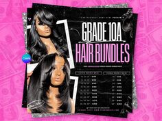 the front and back of a hair bundles advertise for grade 10a hair bundles