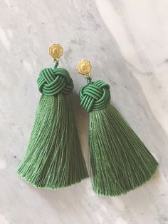 tassel earrings, statement earrings, lightweight earrings, tassels Green Tassel Earrings, Light Green Dress, Free Earrings, Meaningful Jewelry, Light Weight Earrings, Top Knot, Tassel Earrings, Tassel Necklace, Matcha