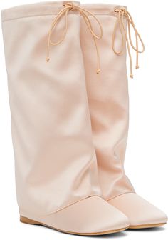 Find PRAYING Ballet Boots on Editorialist. Knee-high satin boots in pink. · Layered construction · Square toe · Bungee-style drawstring at collar · Satin lining · Faux-leather sole with rubber injection Supplier color: Pink