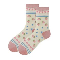 Kawaii Strawberry Socks Step up your sock game with our Kawaii Strawberry Socks. Made with soft, high-quality fabric, these socks will keep your feet cozy and cute all day long. The adorable strawberry design adds a touch of kawaii to any outfit. So... Soft Strawberry Aesthetic, Cute Socks Aesthetic, Strawberry Socks, Pastel Aesthetic Outfit, Gothic Harajuku Fashion, Aesthetic Socks, Outfits Gothic, Strawberry Aesthetic, Kawaii Strawberry