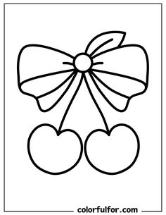 a coloring page with two hearts and a bow