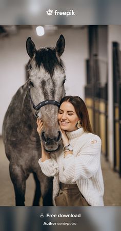 a woman standing next to a horse with the caption free spirit on it's face