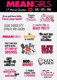 the mean girls stickers are pink and black