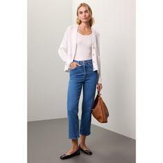 Blue denim (84% Cotton, 15% Cotton, 1% Elastane). Jeans. Front button closure. 27" inseam. 12" rise. Imported. Levis Ribcage Straight, Levis Ribcage, Favorite Boots, Rent The Runway, Closet Designs, Rib Cage, Straight Leg Jeans, Blue Denim, Straight Leg