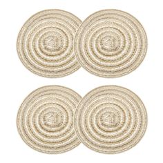 three round rugs with the letter i on them