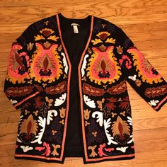 Embroidered Jacket With Pockets Jacket With Pockets, Embroidered Jacket, Jackets & Coats, Jackets For Women, Size 4, Womens Sizes, Full Service, Red, Women Shopping