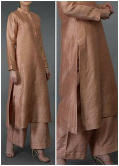 Tan Rusty Raw Silk Kameez Custom Made Dress Punjabi Suit Loose - Etsy Plain Suit Designs Indian, Dresses For Women Pakistani, Pakistani Summer Dresses, Silk Kameez, Indian Clothes Women, Raw Silk Kurta, Dress Design Pakistani, Silk Dress Design, Raw Silk Dress