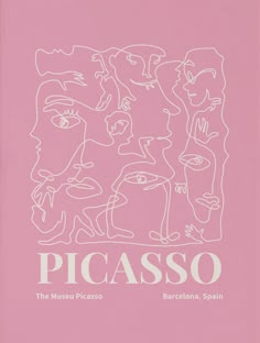 a pink book with an image of people on the cover and words picasso