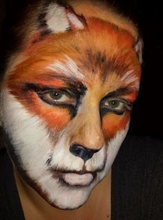 Fox Costume Makeup, Fox Makeup Halloween, Fox Face Paint, Animal Face Paintings, Fox Makeup, Leopard Halloween, The Mask Costume, Animal Makeup