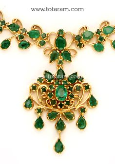 22 Karat Gold Emeralds Necklace & Drop Earrings Set - 235-GS3630 - in 33.200 Grams for USD $2880.34. 
Made in India by Totaram Jewelers Online this product is in Gold - 22 Karat BIS Hallmark 916 KDM Gold  & is an excellent gift for Adult - Women. Ships fully insured with secured guaranteed delivery for free with your order over $250 from New Jersey USA & comes with 30 days exchange policy. Gold Emerald Necklace Hand Set Fine Jewelry, Elegant Green Emerald Necklace In 22k Gold, Elegant 22k Gold Green Emerald Necklace, Elegant Green Emerald 22k Gold Necklace, Formal Temple Jewelry Style Gold Emerald Necklace, Formal Gold Emerald Temple Jewelry Necklace, 22k Yellow Gold Emerald Necklace For Wedding, Traditional Yellow Gold Emerald Necklace For Formal Occasions, Traditional Yellow Gold Emerald Necklace For Formal Events