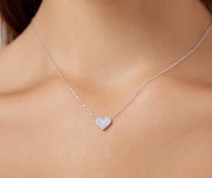 14K SOLID YELLOW GOLD DAINTY HEART NECKLACE WITH DIAMONDS Here is a dainty, delicate and simple, yet classy minimalist Heart Necklace. This is 14k Solid Gold. (We do not sell filled or plated jewelry) Perfect for everyday use. Metal : 14K Solid Gold Necklace Length : 17 inches / 42.5cm Heart Height : 6mm Heart Width : 7mm Diamond : 37 Diamonds --- Nice White Color Sparkle Diamonds ---- G-H color SI2 clarity Total Carat: 0.20ct ---MADE IN USA--- ---This is a beautiful 14K Solid White Gold Heart N White Heart Cut Necklace For Valentine's Day, White Heart-cut Necklace For Valentine's Day, White Heart Necklace For Valentine's Day, White Diamond Cut Heart Pendant Necklace, White Diamond Cut Double Heart Necklace, White Double Heart Diamond Cut Necklace, White Diamond-cut Heart Pendant Necklace, White Diamond Cut Heart Necklace For Valentine's Day, White Diamond-cut Heart Necklace