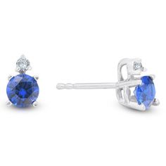 Pompeii3 Blue Sapphire & Diamond 3/4ct Studs 14K White Gold, Women's, Size: Small 77 Diamonds, Blue Sapphire Studs, Gold Diamond Earrings Studs, Gold Diamond Studs, Sapphire Earrings Studs, Womens Earrings, Gold G, Sapphire Studs, Blue Sapphire Diamond