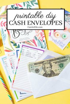 a pile of cash envelopes with the words printable diy cash envelopes