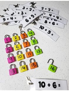 colorful padlocks with numbers and magnets on them