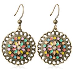 PRICES MAY VARY. ✅ PRODUCT DETAILS – Vintage Silver/Gold Plated. Total length is 45mm/1.77” and total width is 27mm/1.06”. hypoallergenic compliant with all US requirements. ✅ BOHEMIAN BOHO ROUND GEOMETRY DANGLE DROP EARRINGS FOR WOMEN – Beautiful and delicately crafted hollow cut out designs give these earrings a bohemian yet elegant look. You will love the detailing and intricacy of the design. These versatile earrings can be worn with any outfit. so the earring is the perfect present for Chri Summer Alloy Earrings, Retro Metal Jewelry For Festival, Retro Festival Metal Jewelry, Handmade Vintage Hoop Earrings For Summer, Multicolor Bohemian Hoop Earrings For Spring, Bohemian Hoop Earrings For Beach In Spring, Bohemian Multicolor Hoop Earrings, Retro Dangle Jewelry For Festivals, Bohemian Alloy Beach Jewelry