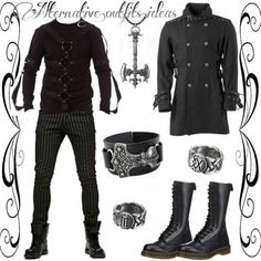 Men outfit Trad Goth Outfits Men, Gothic Clothing Men, Trad Goth Outfit, Goth Outfits Men, Styl Emo, Gothic Fashion Men, Trad Goth Outfits, Evil Oc, Vamp Goth