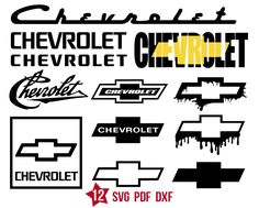 chevrolet logo decals and stickers are shown in black, white, and yellow