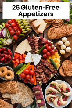 an assortment of appetizers with text overlay that reads 25 gluten - free appetizers