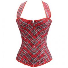 Striped Overbust Fashion Corset Plus Sizes Red Corset Top, Red Corset