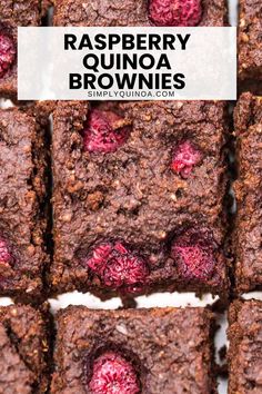 raspberry quinoa brownies with text overlay