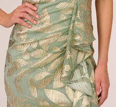 Foil Print Dress, Asymmetric Gown, Wedding Guest Fashion, Design Gown, Simple Clutch, Wedding Guest Style, Novelty Fabric, Asymmetrical Neckline, Mermaid Skirt