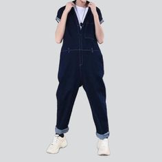 Welcome to the 2023 Spring-Summer Collection! Step up your street style with our one-of-a-kind navy denim overalls ââ‚?designed with dark wash. baggy fit. and button closure features to make a bold statement.Why Our Navy Denim Overalls Are a Must-Have Dark Wash for a Timeless Look: Make a statement with this shade of navy blue ââ‚?perfect for a night out or a day in the park. Baggy Fit for Comfort: Get the perfect fit with this relaxed silhouette ââ‚?designed to keep you comfortable all day long Casual Cotton Shortalls With Straight Leg, Relaxed Fit Denim Shortalls, Summer Utility Style Straight Leg Jumpsuits And Rompers, Relaxed Cotton Denim Jumpsuit With Button Closure, Casual Denim Shortalls With Straight Leg, Casual Denim Straight Leg Shortalls, Baggy Casual Overalls For Workwear, Casual Baggy Overalls For Workwear, Blue Relaxed Fit Denim Jumpsuit In Utility Style