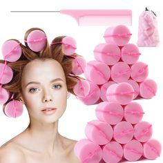 PRICES MAY VARY. ❤Super jumbo sizes:Diameter 2 inch,large Foam rollers are great for straight styles, especially when you’re want to get a fluffy curly hair.There are 24 Pieces sponge hair rollers in the package ,it had enough hair rollers for your whole head.Even for thick and very long hair or short hair. ❤Bouncy curls:You can create loose curls with a nice bounce or to create face framing waves and a dimensional do,Great for sexy curly hair looks! Leaves you hair curly for day’s! ❤Heatless:Th Sponge Curlers, Diy Hair Curlers, Sponge Hair Rollers, Foam Rollers Hair, Rollers Hair, Hot Rollers Hair, Curling Hair, Wavy Hairstyle, Cute Hair Clips