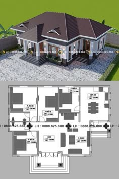 the floor plan for a house with two levels and an attached porch, which is located in