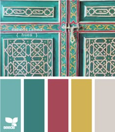 an open door with different colors and patterns