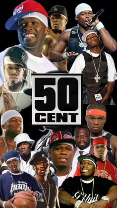 the 50 cent collage is shown in black and white