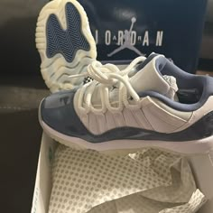 Brand New Never Worn Retro 11 Low Size 5 Girly Shoes Sneakers, Jordan 11 Blue, Jordans 11, Fire Shoes, Cute Slides, Pretty Sneakers, Dream Shoe, White Nike Shoes, Trendy Shoes Sneakers