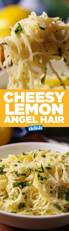 this cheesy lemon angel hair pasta is the perfect side dish for any meal