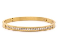 Eternity Pave Gold Hinged Bangle Bracelet